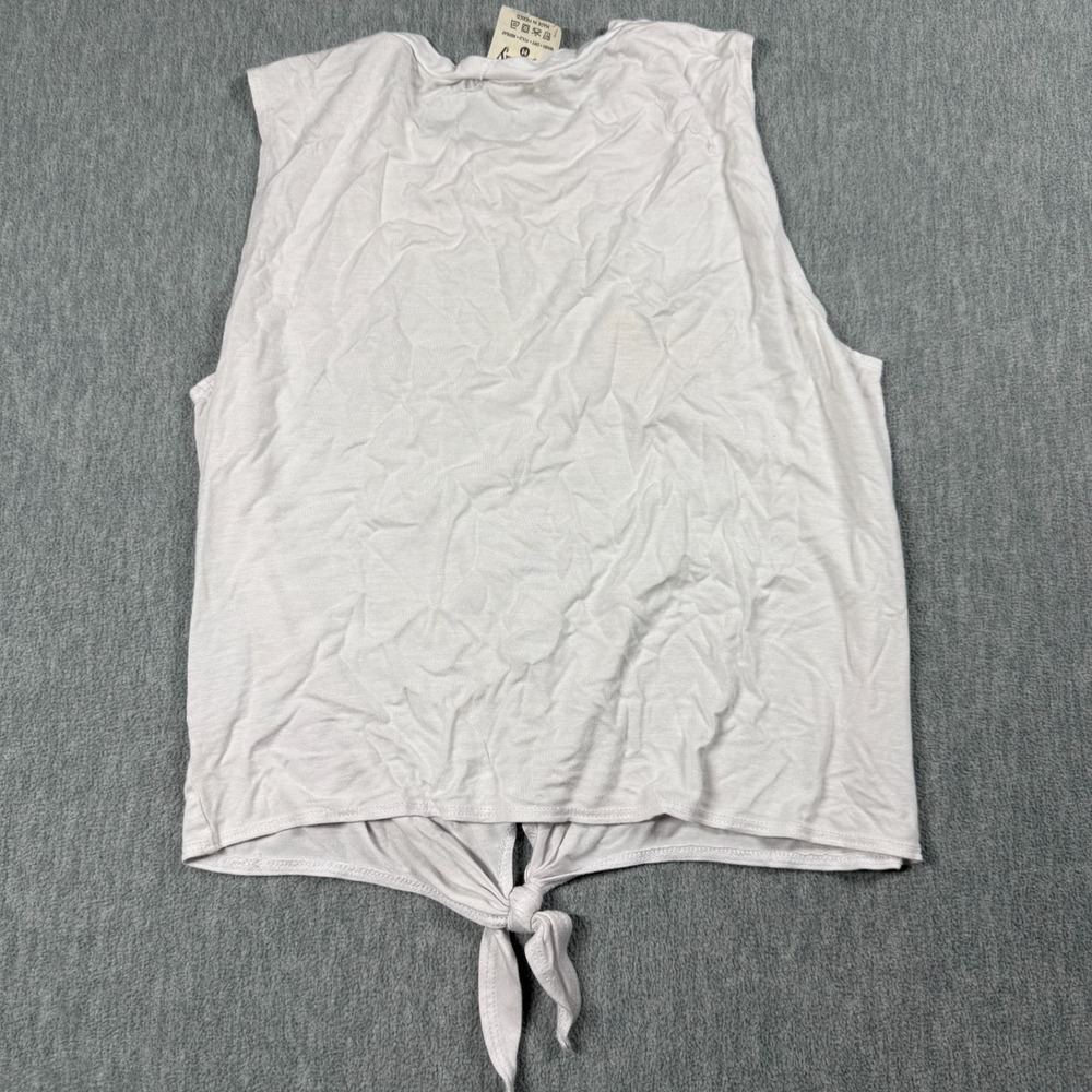 Dirtee Laundry Tank Top Womens M White Graphic Cropped Knot Living My Best Life - Picture 4 of 5